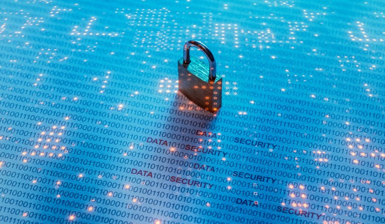 A padlock against data to show the importance of data security in the National Cybersecurity Strategy.