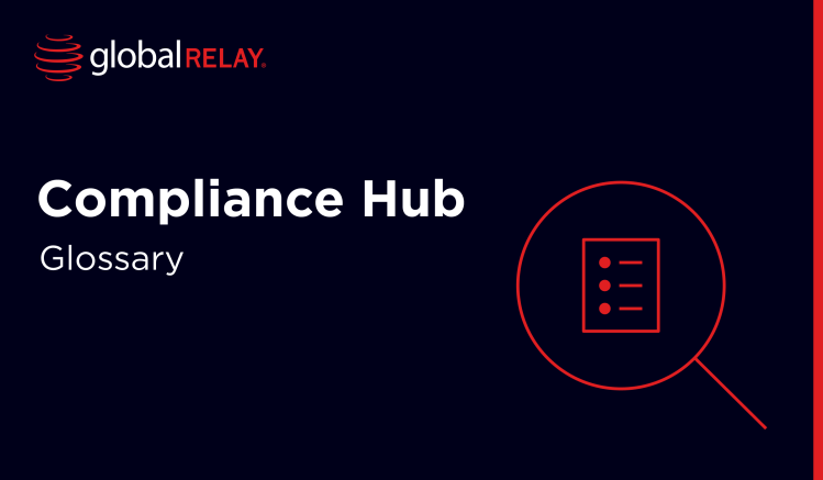 White Compliance Hub Glossary text on black background