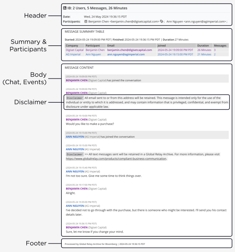 Example of UMP enrichment for email communication in an AI-powered surveillance workflow
