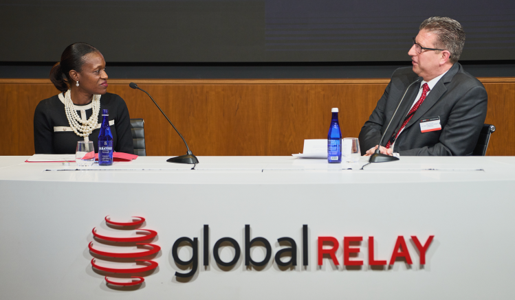 Nekia Hackworth, Partner at Jones Day, speaks with Ryan Sheridan at Global Relay's New York office.
